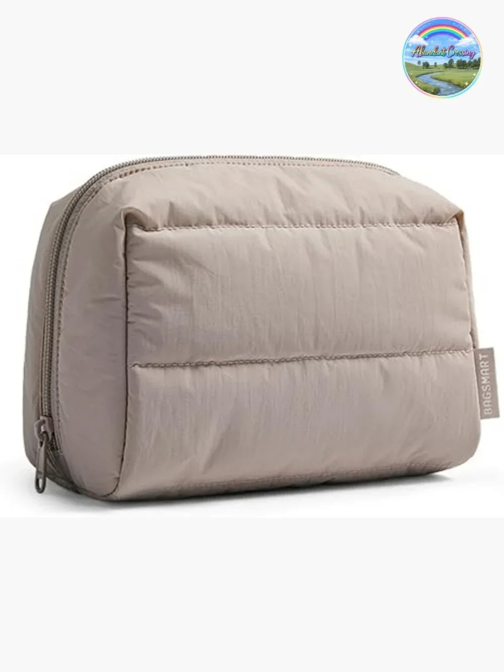 Water-Resistant Puffy Makeup Bag Wide Opening Travel Organizer